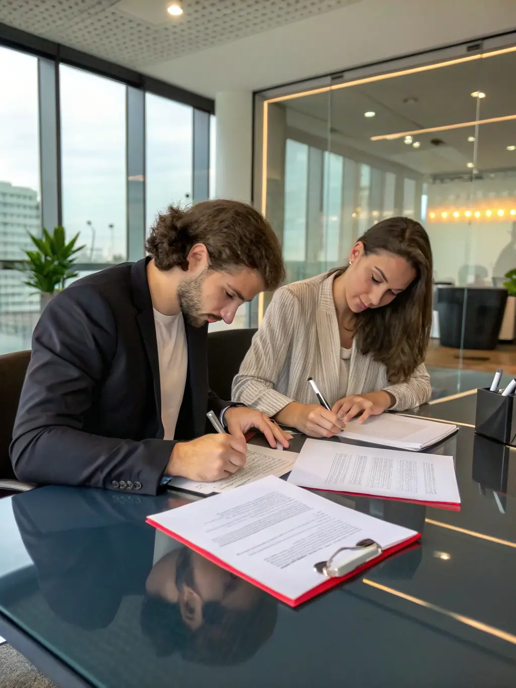 A client is shown in a meeting with a Hollywood Management Team agent, discussing event details and celebrity preferences, emphasizing the personalized service offered.