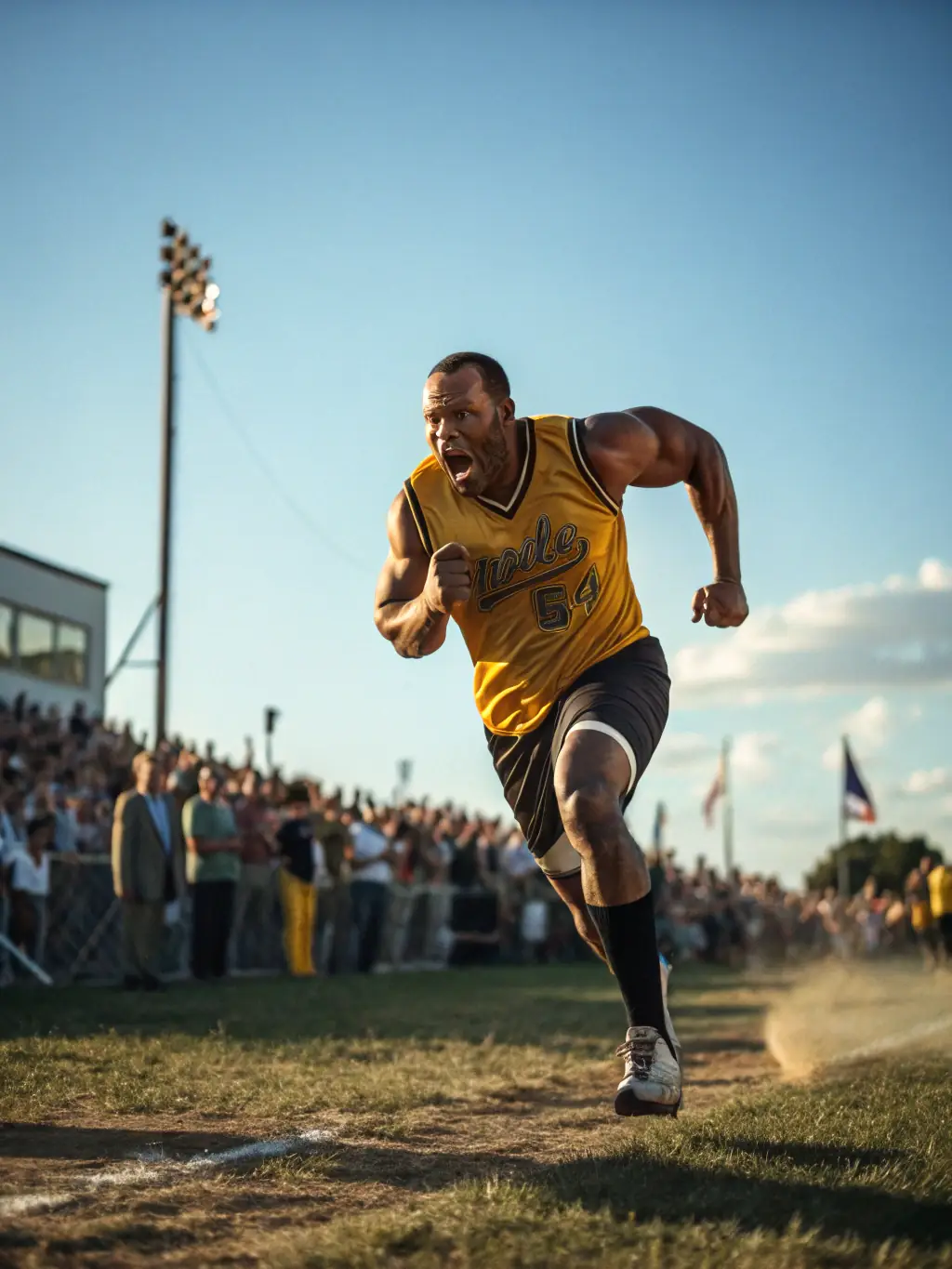 An action shot of an athlete competing in a major sporting event, demonstrating strength and athleticism, representing the 'Athletes' category.